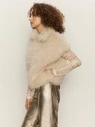 faux fur vest in cream