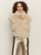 faux fur vest in cream