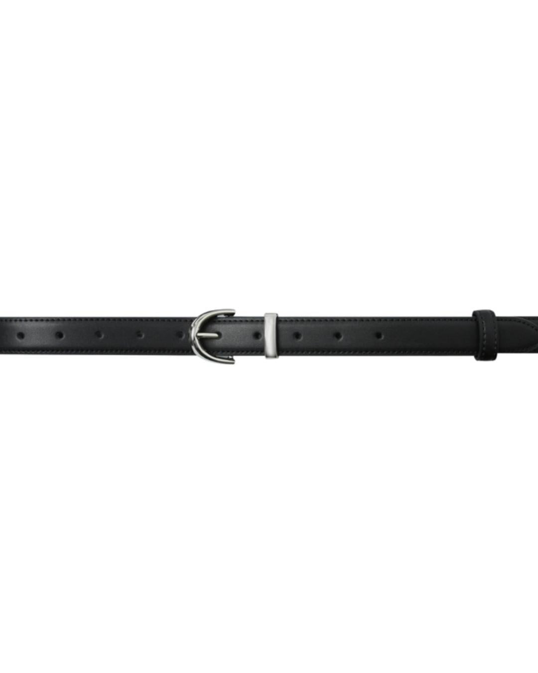 back leather belt with silver buckle