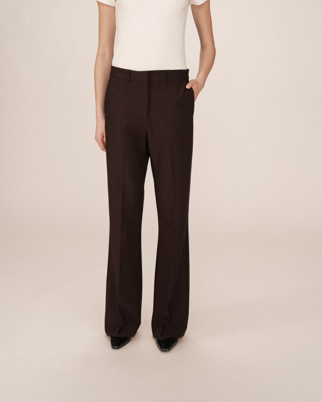 brown tailored wide leg pants