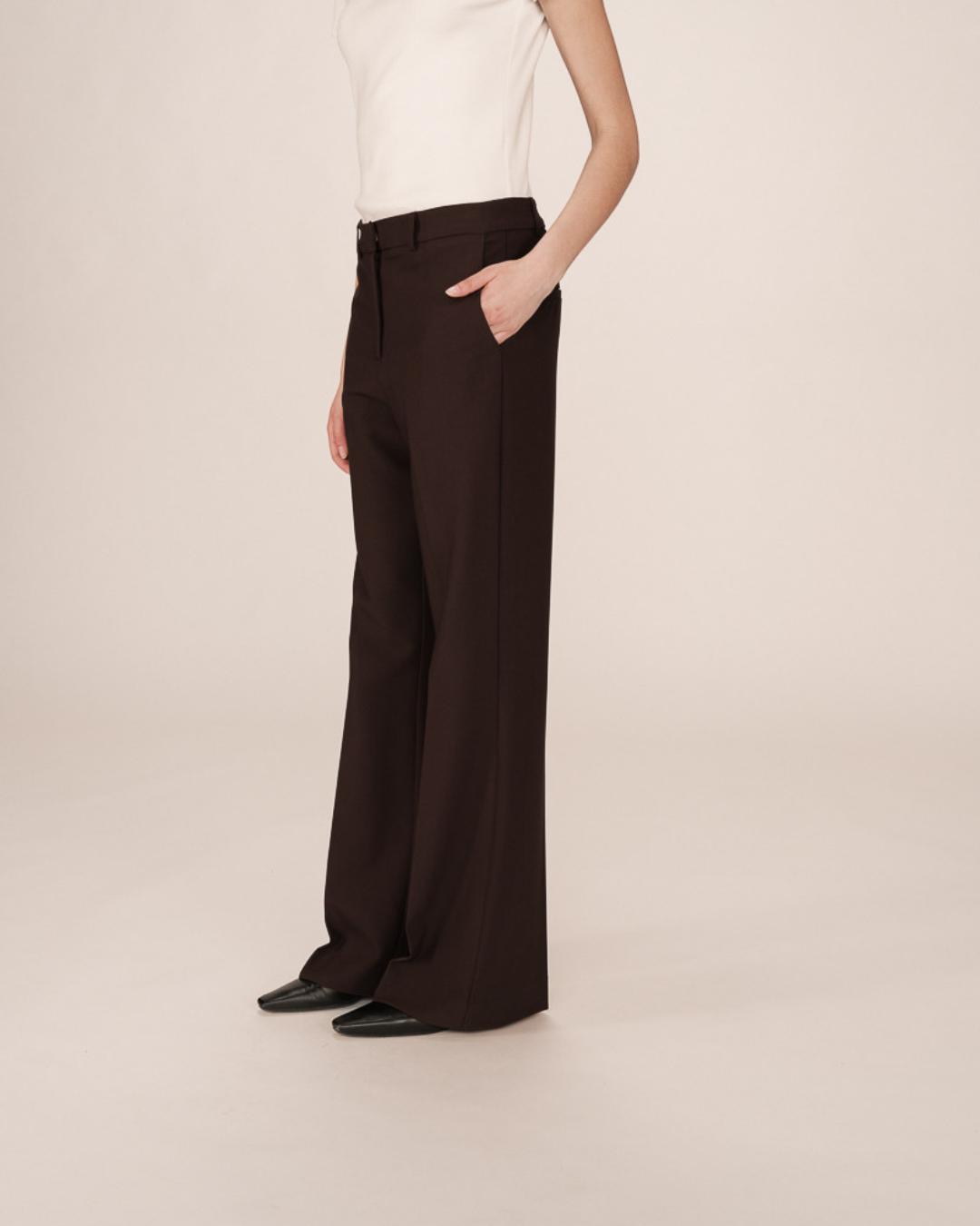 brown tailored wide leg pants
