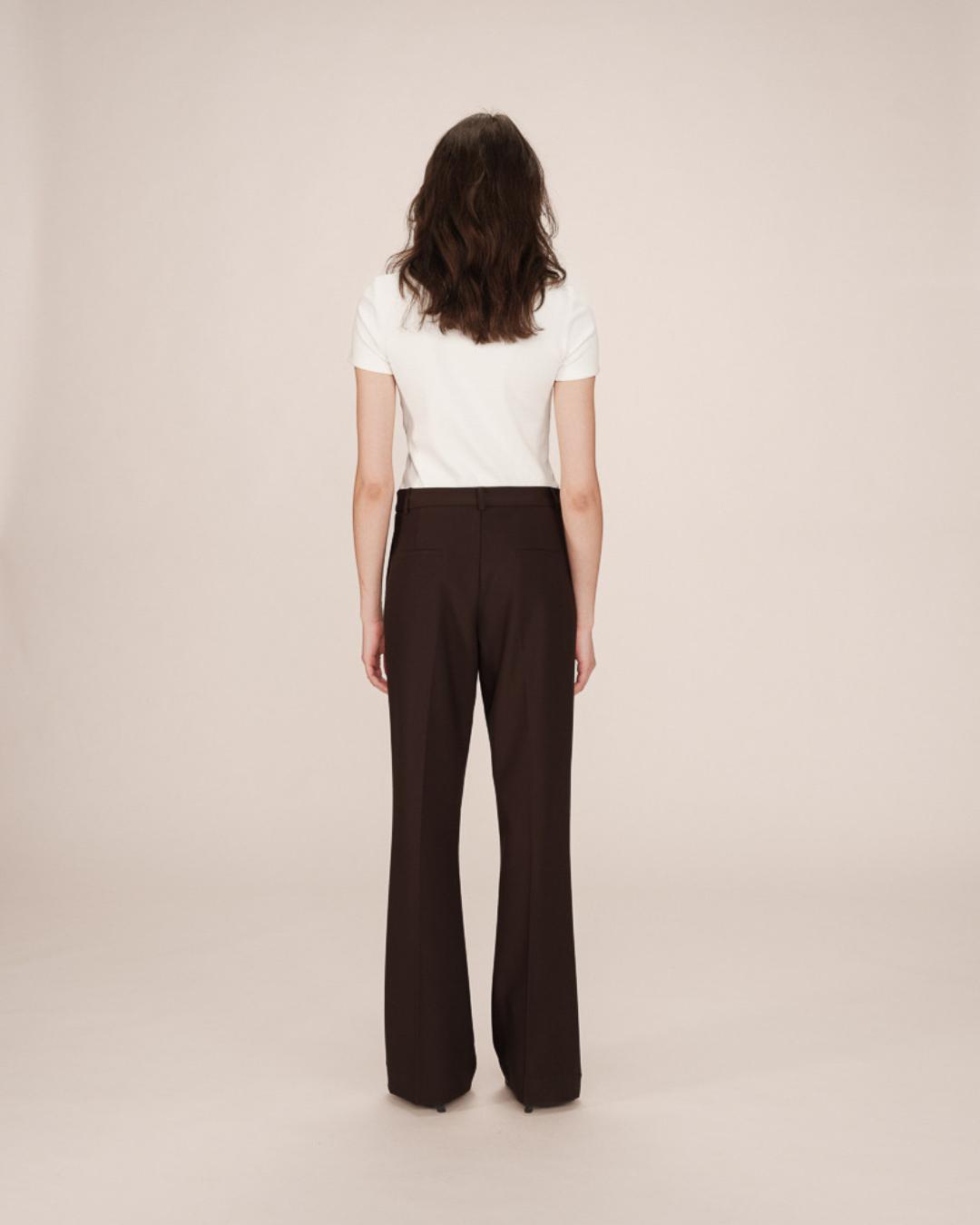 brown tailored wide leg pants