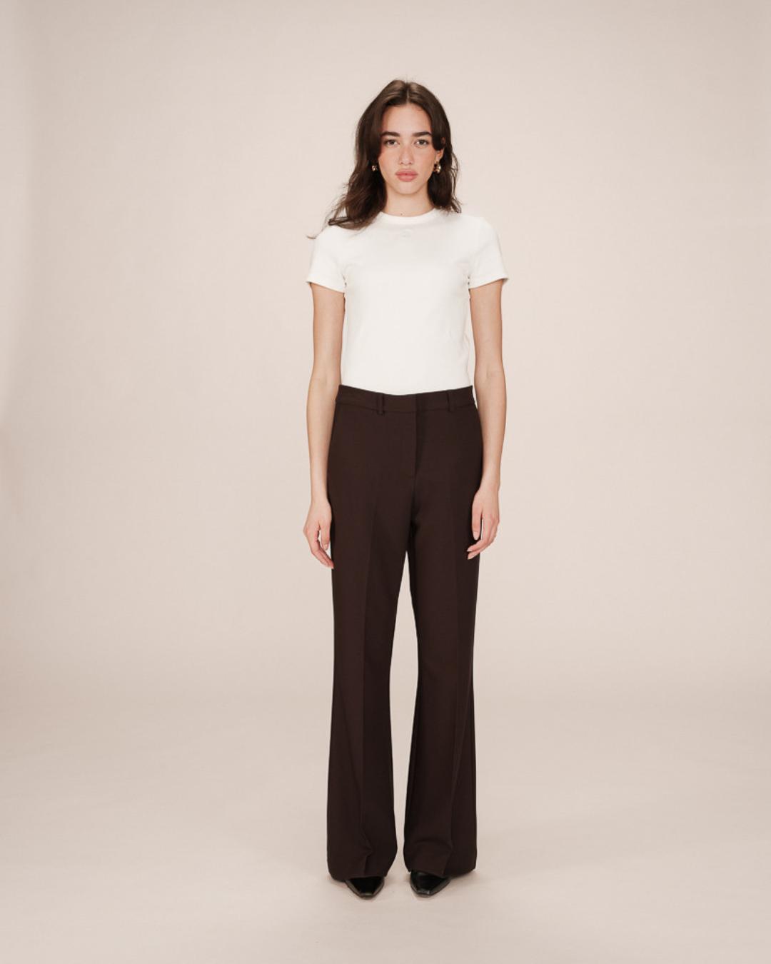 brown tailored wide leg pants