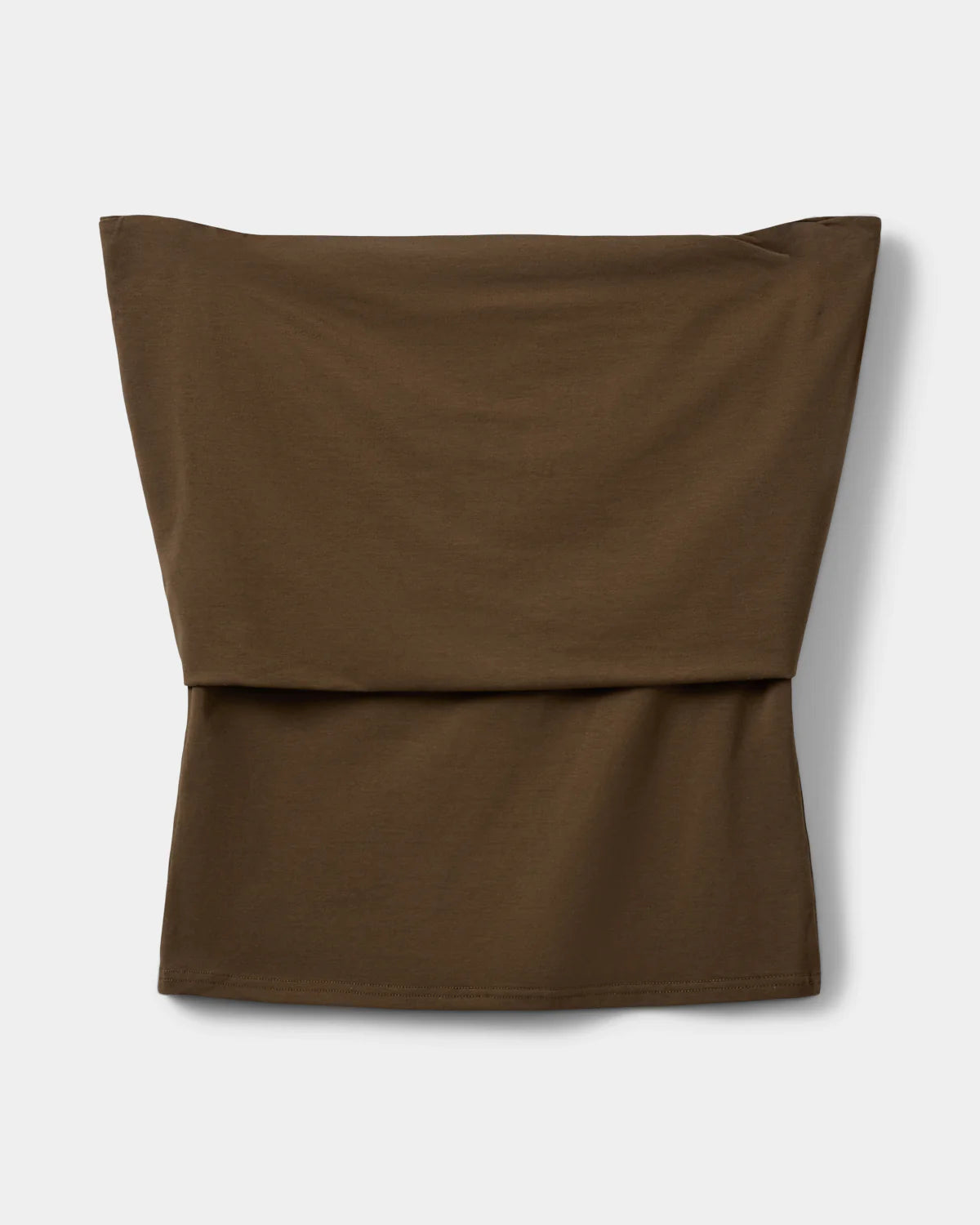 strapless off shoulder drop in brown with gold detail