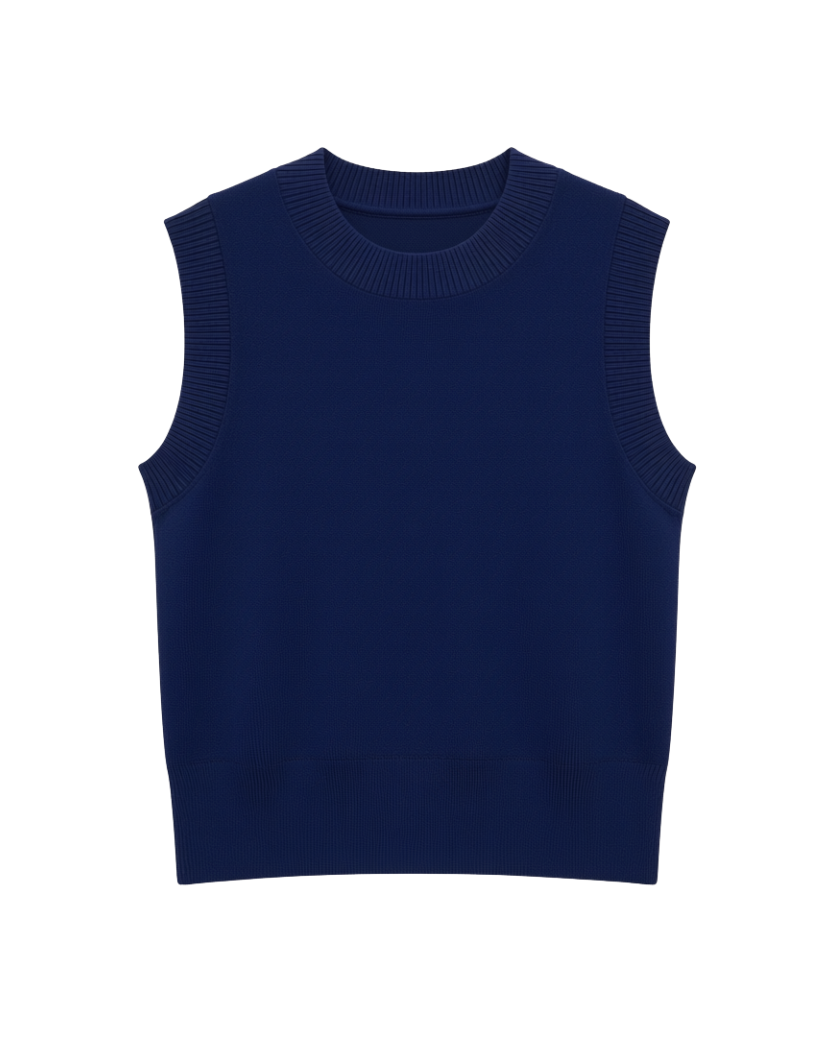 sleeveless knit sweater in navy