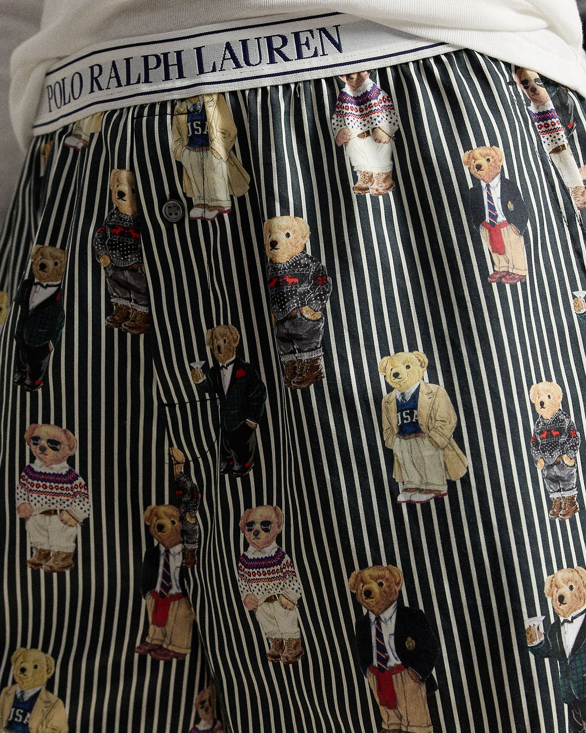 striped green boxers with polo bear al over