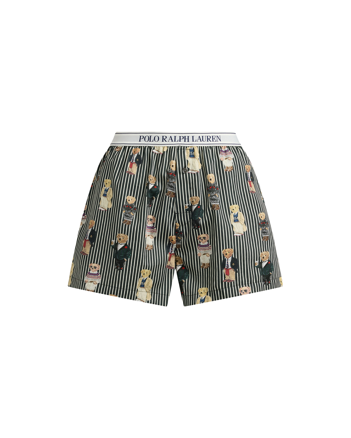 striped green boxers with polo bear al over