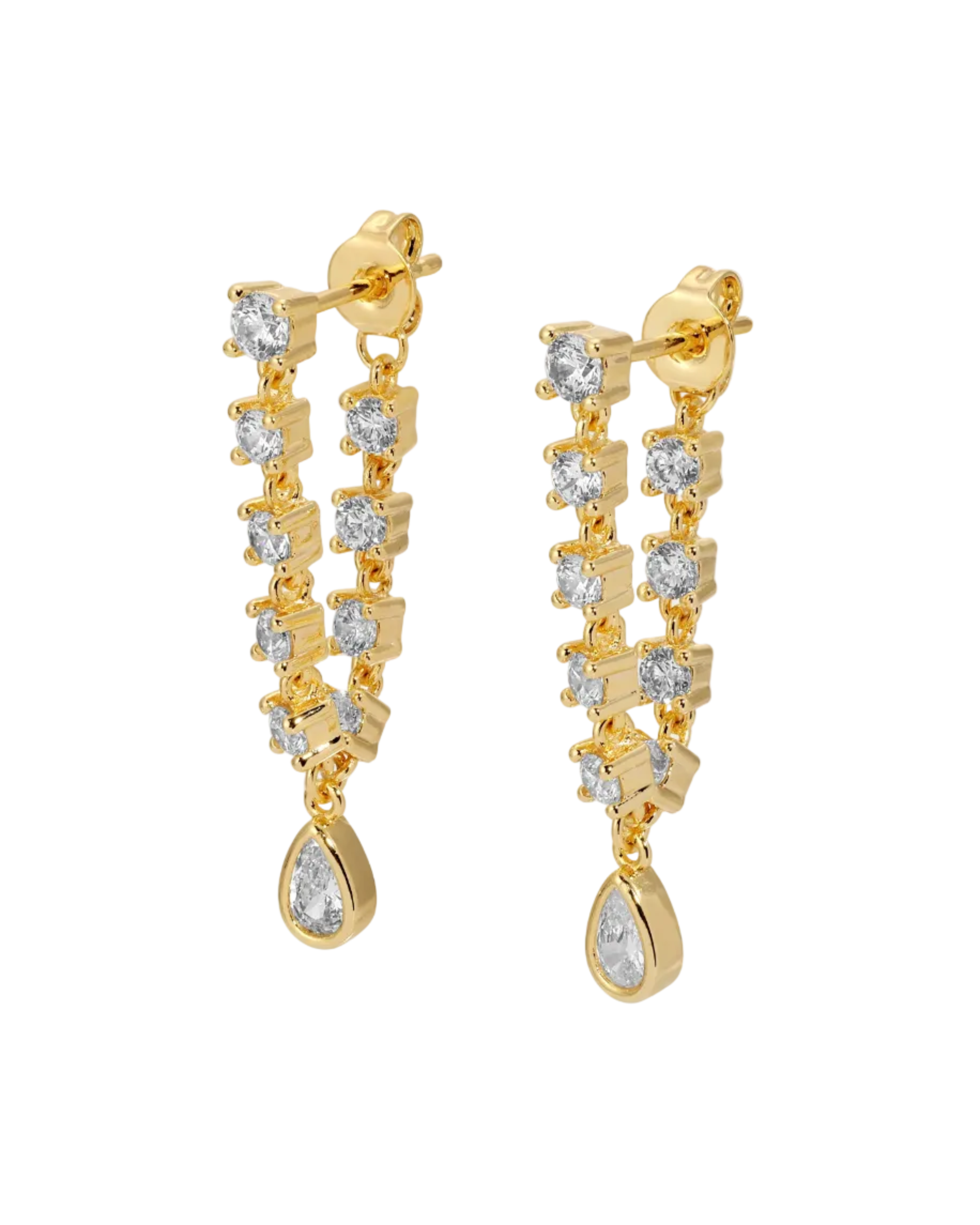 drop diamond earrings in gold