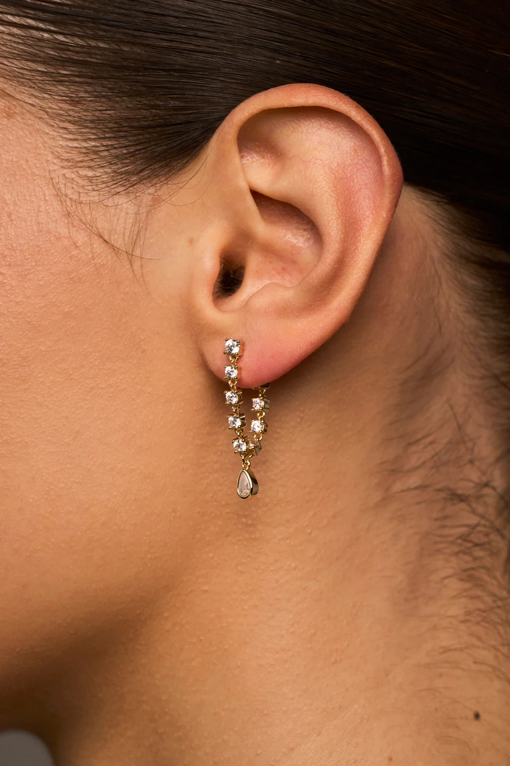 drop diamond earrings in gold