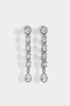 drop diamond earring in silver