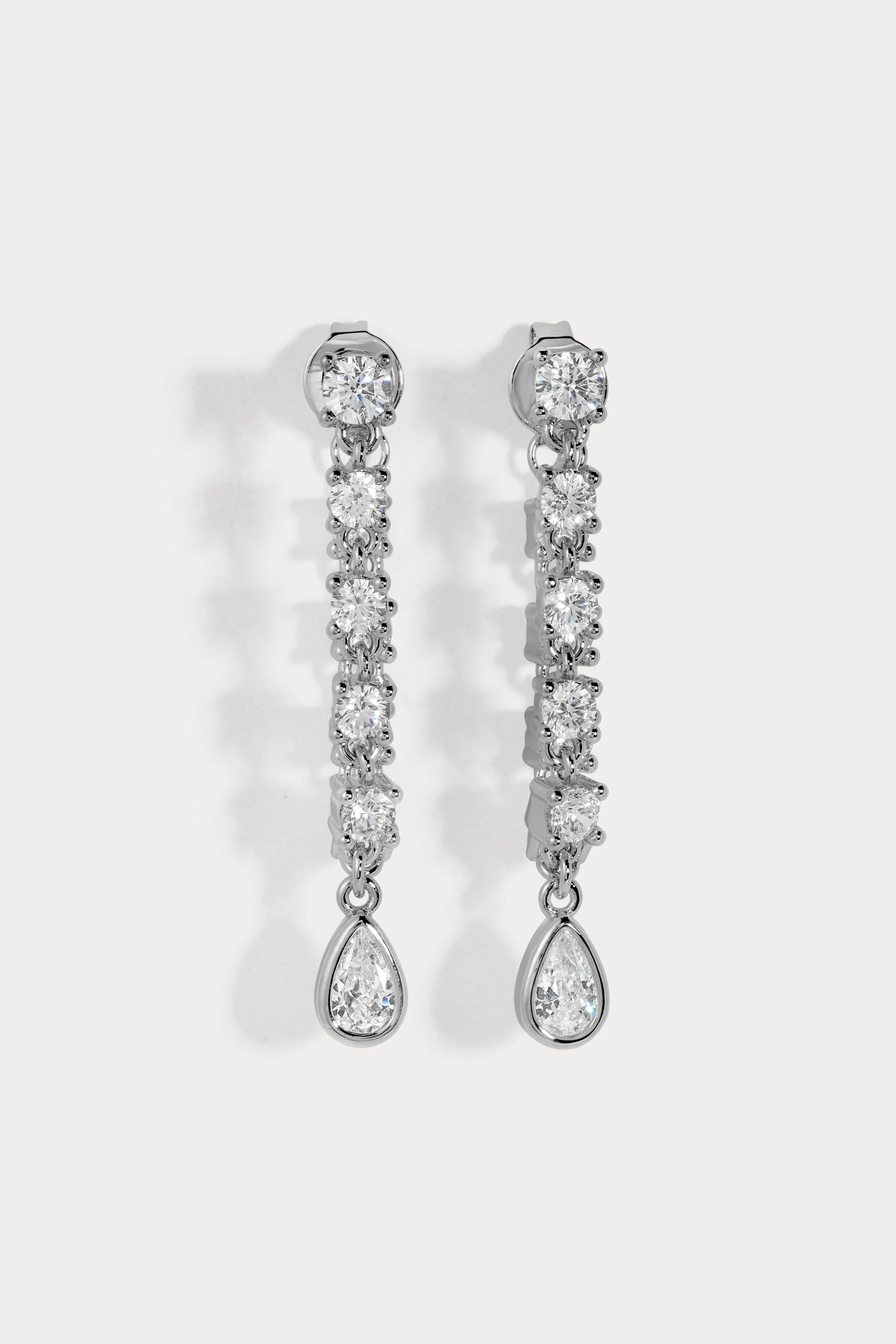 drop diamond earring in silver