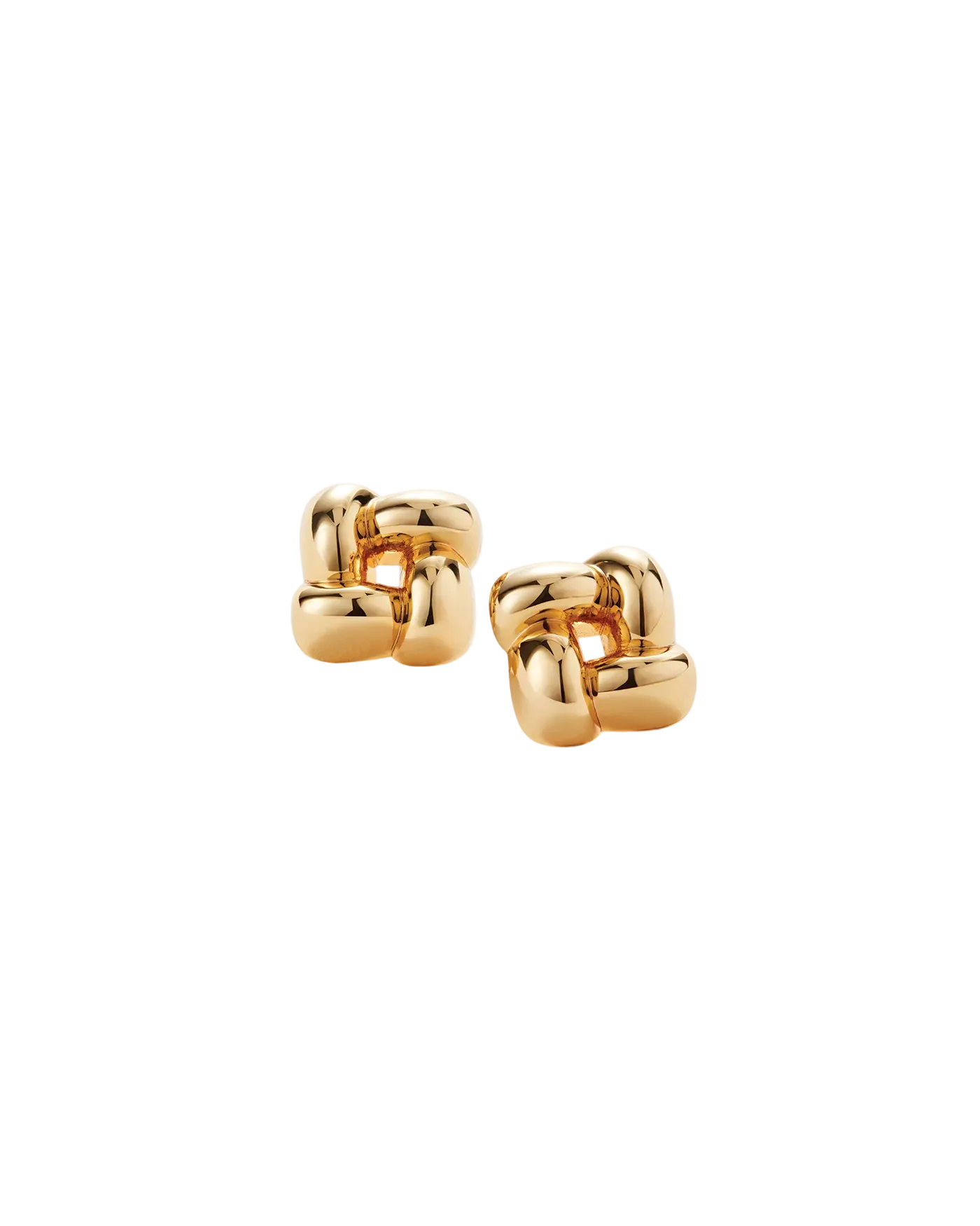 woven square earring in gold