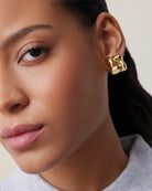 woven square earring in gold