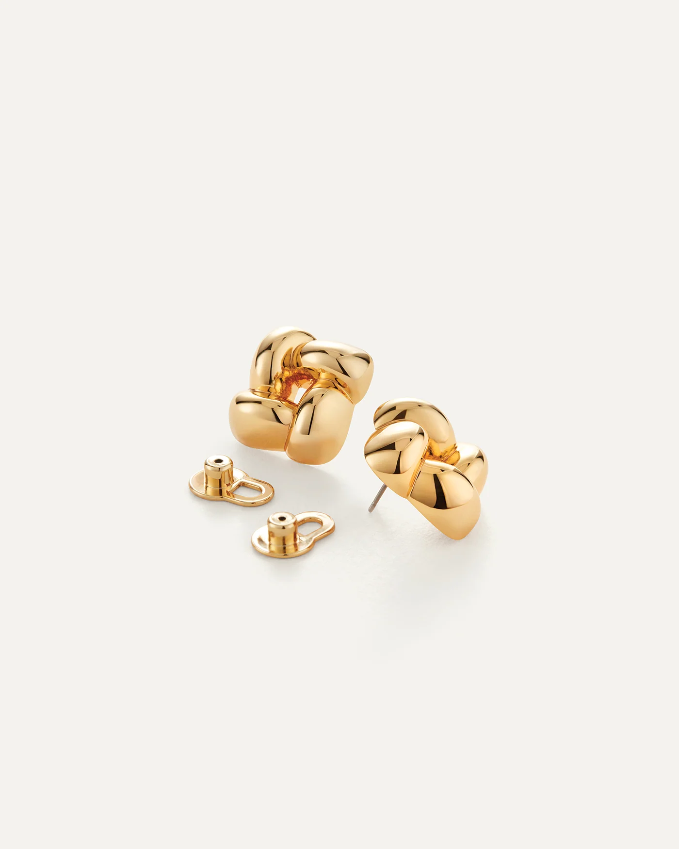 woven square earring in gold