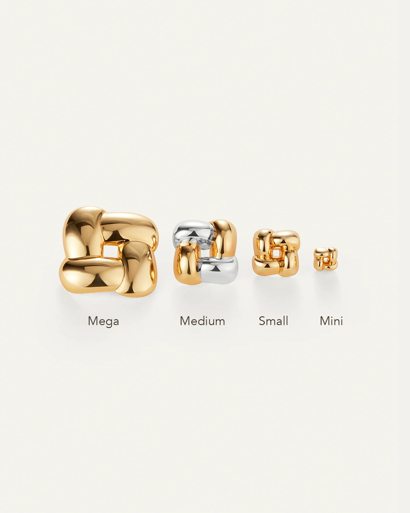 woven square earring in gold