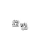 woven square silver earring