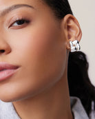 woven square silver earring
