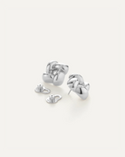 woven square silver earring