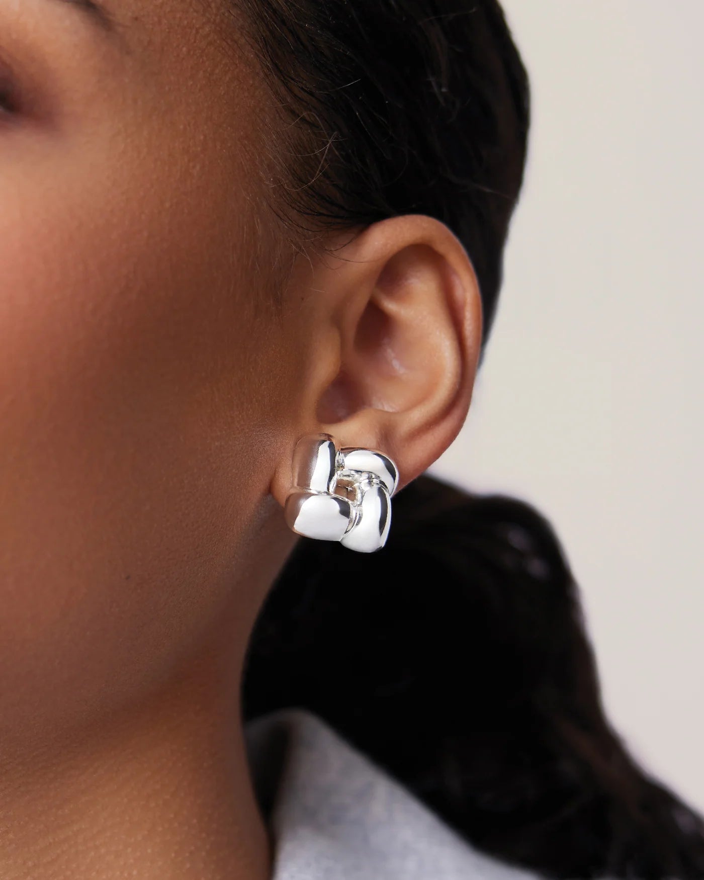 woven square silver earring