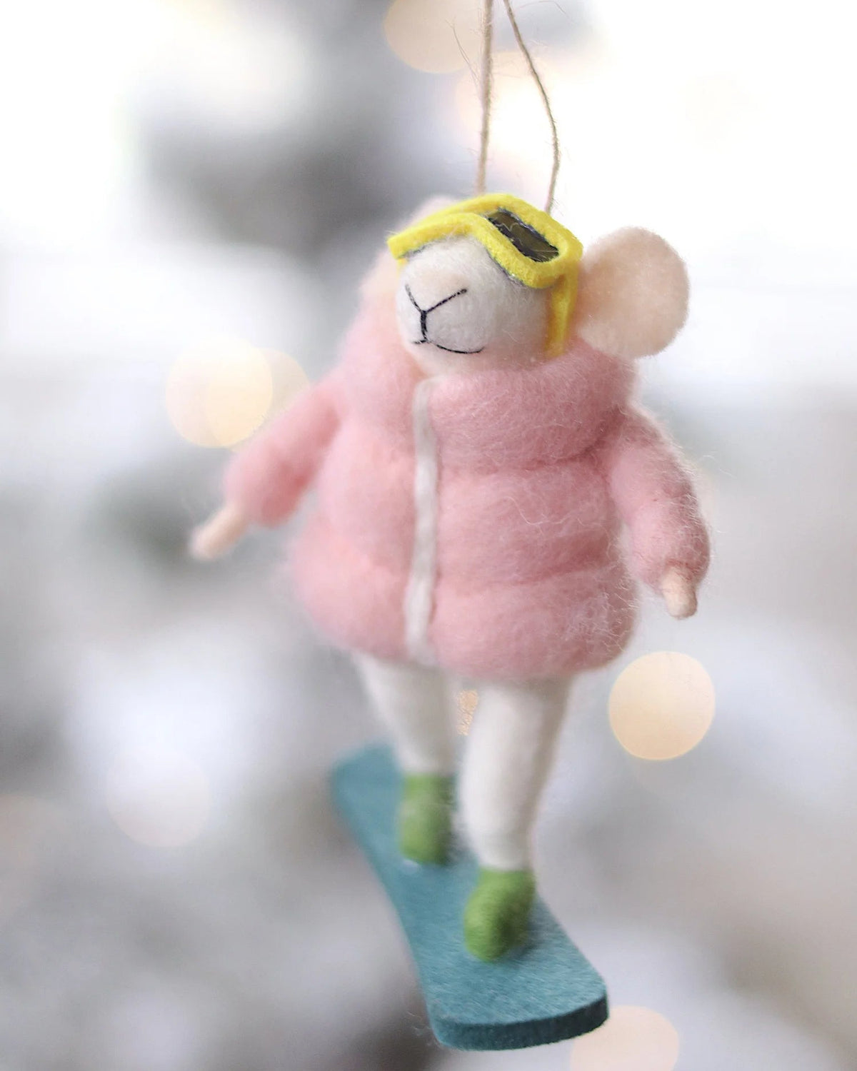snowboarding mouse ornament