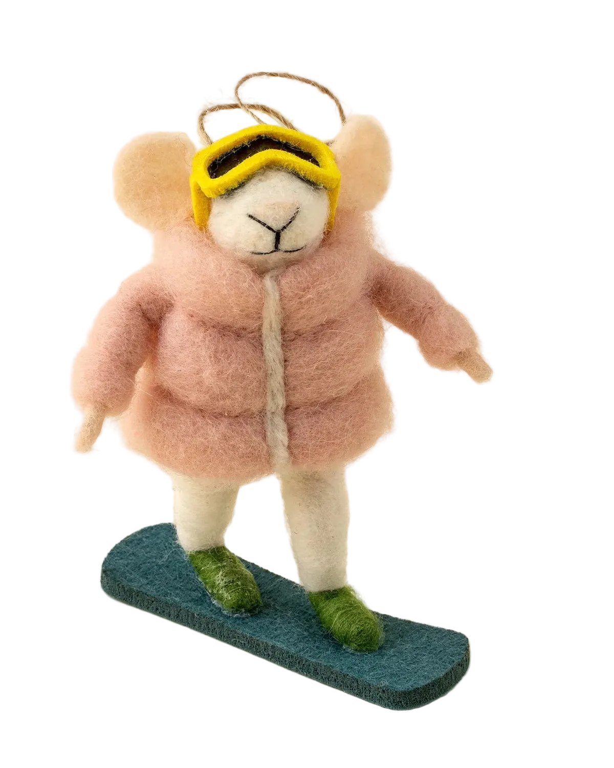 snowboarding mouse ornament
