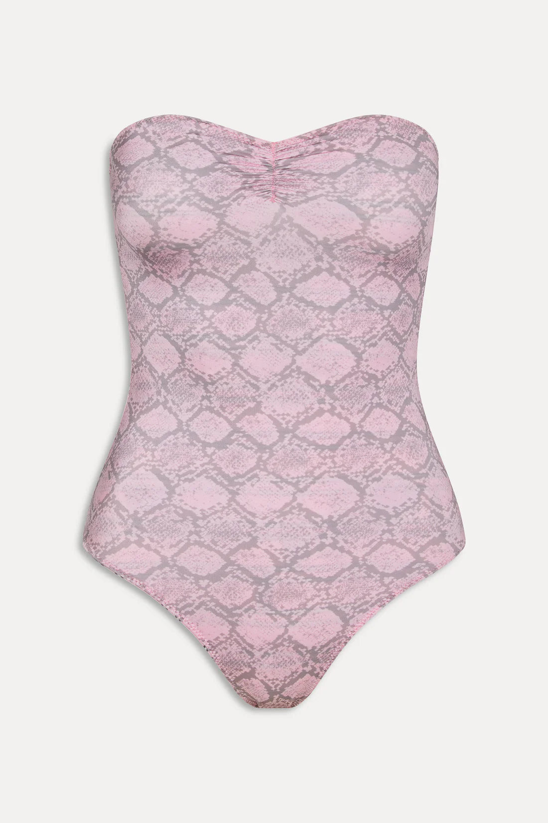 strapless onepiece bathing suit in pink stripe