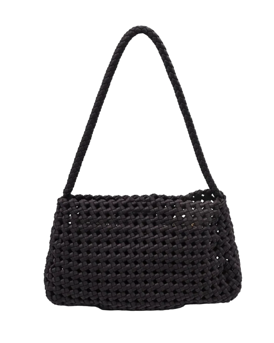 brown woven shoulder bag