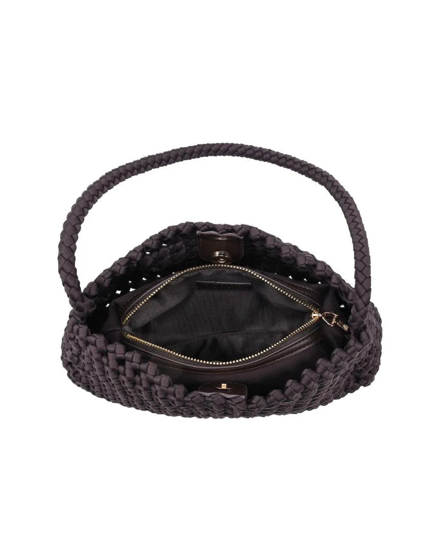 brown woven shoulder bag