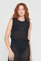 mesh black tank top