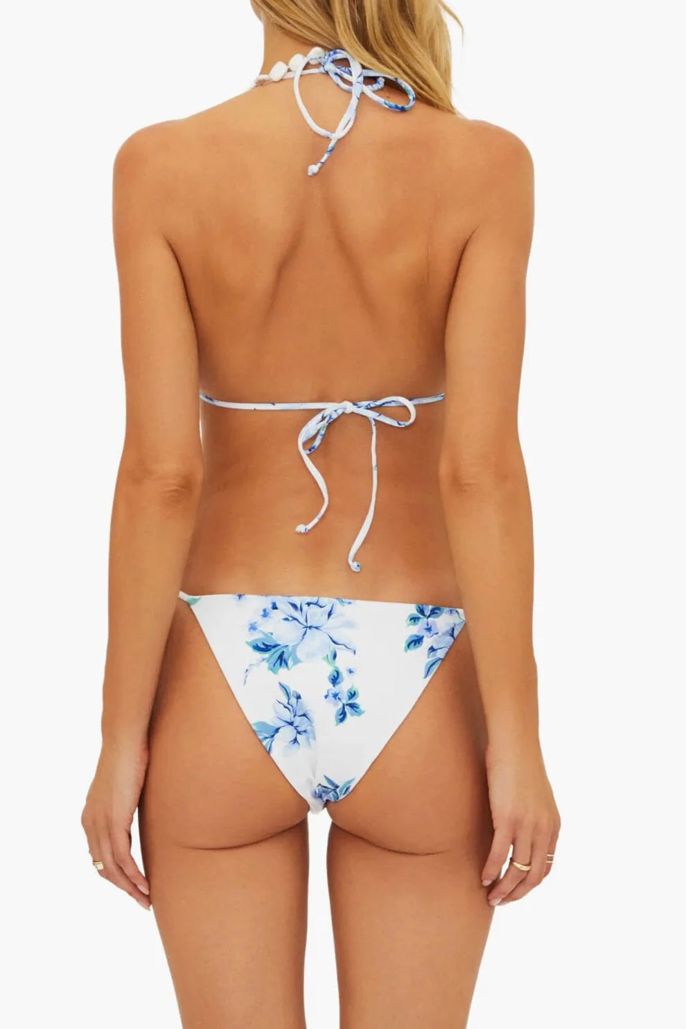 white and blue floral bikini bottom