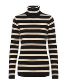 black turtleneck with white stripes
