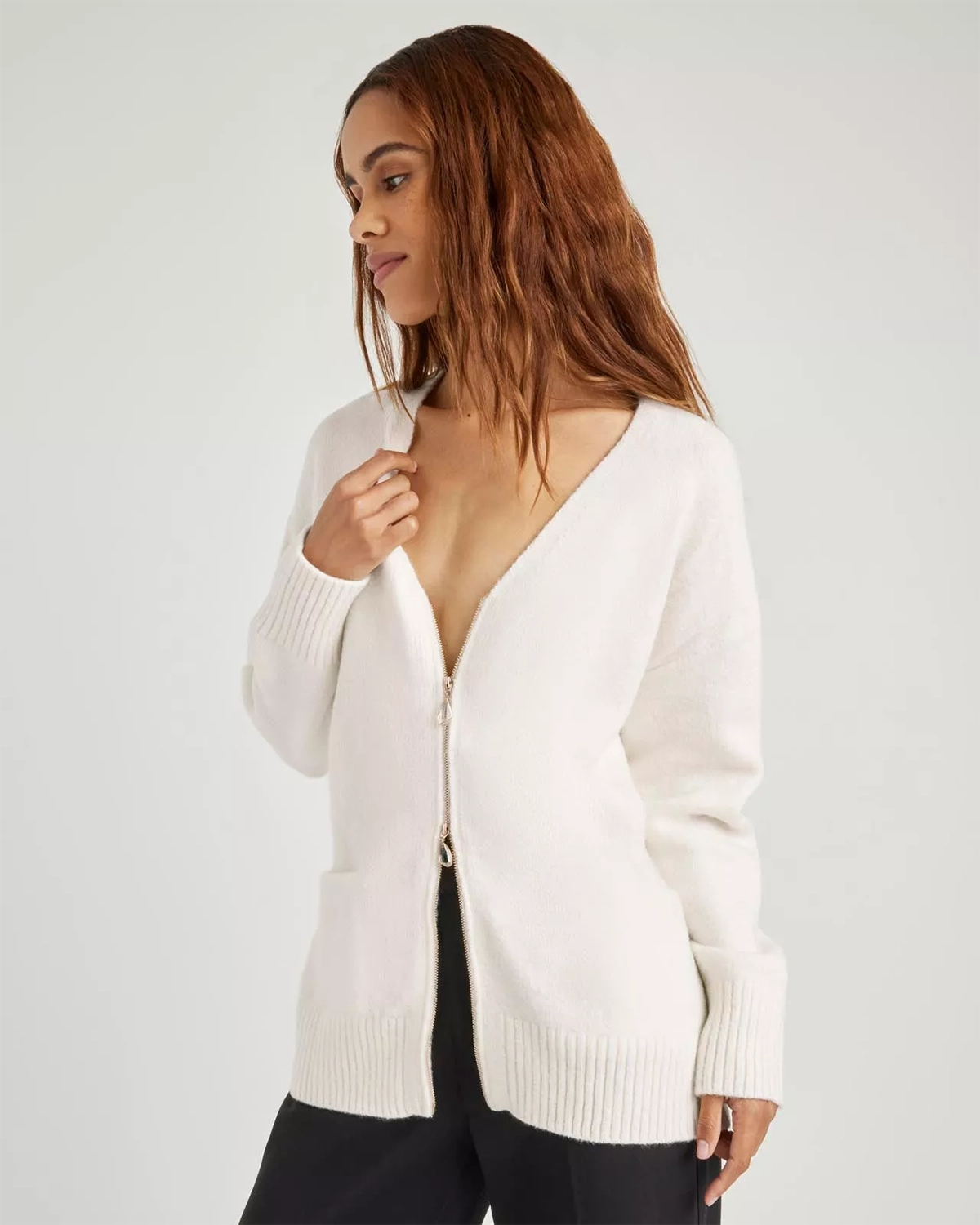 Splendid Zeena Zip Cardigan in Snow