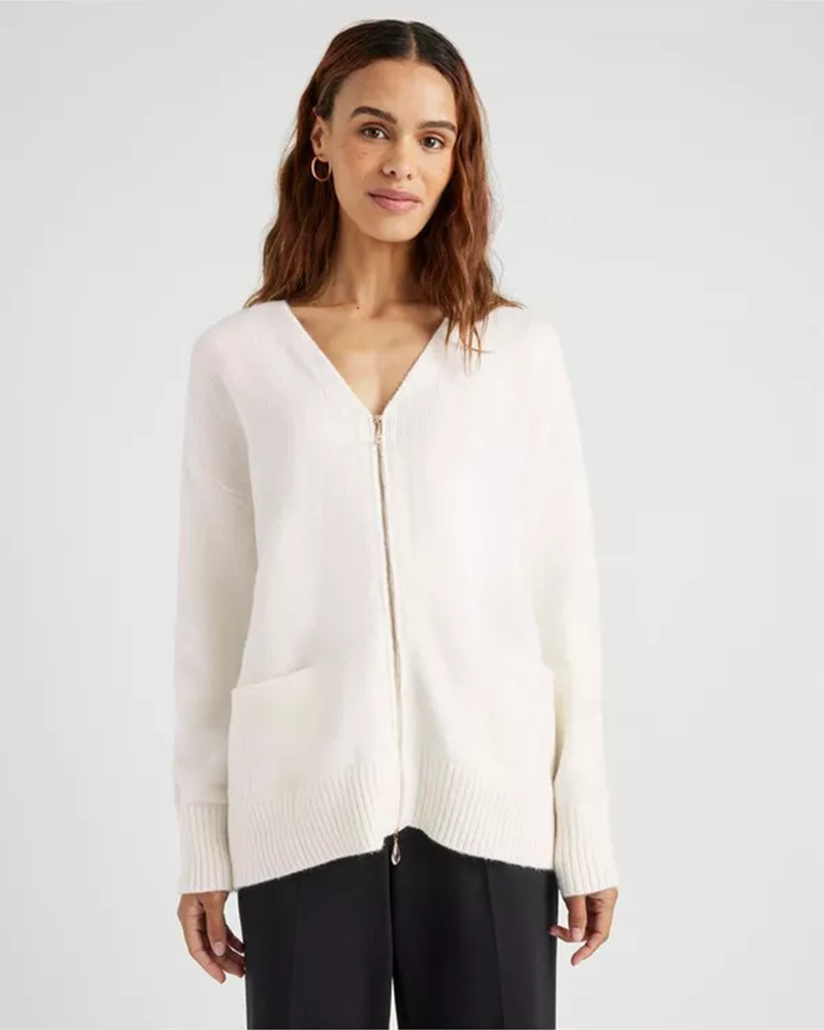 Splendid Zeena Zip Cardigan in Snow