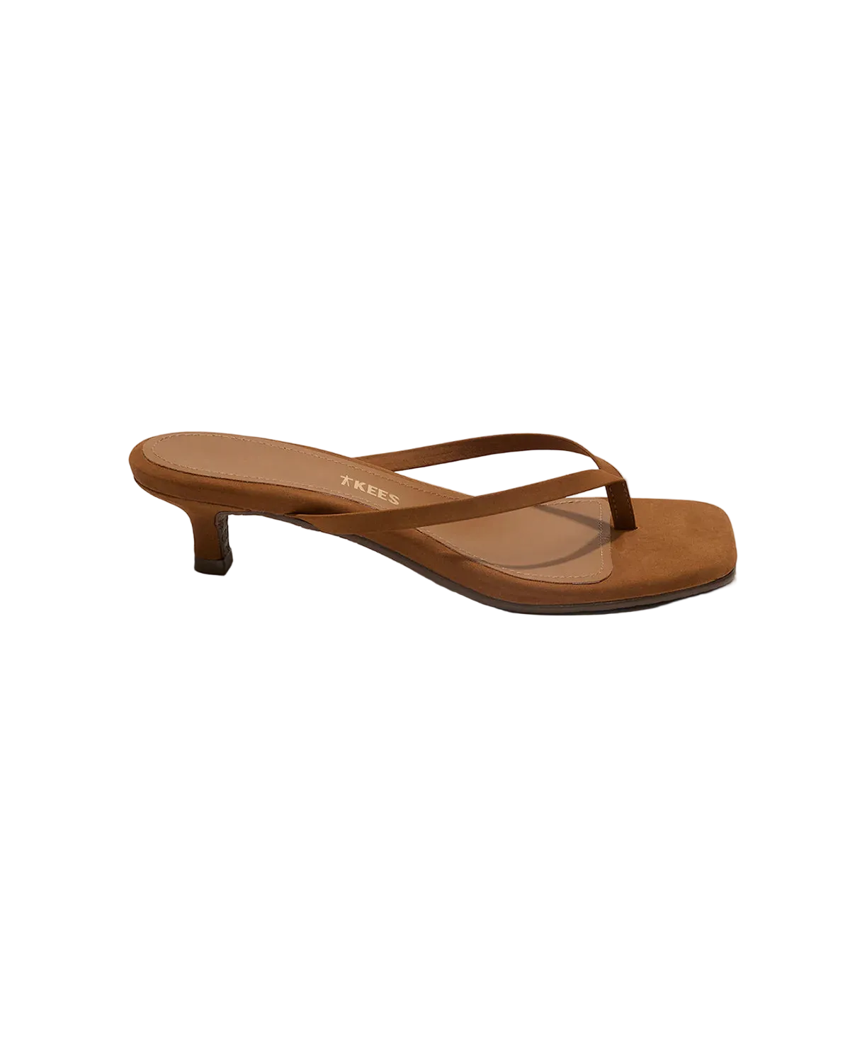 tan suede kitten heel sandal