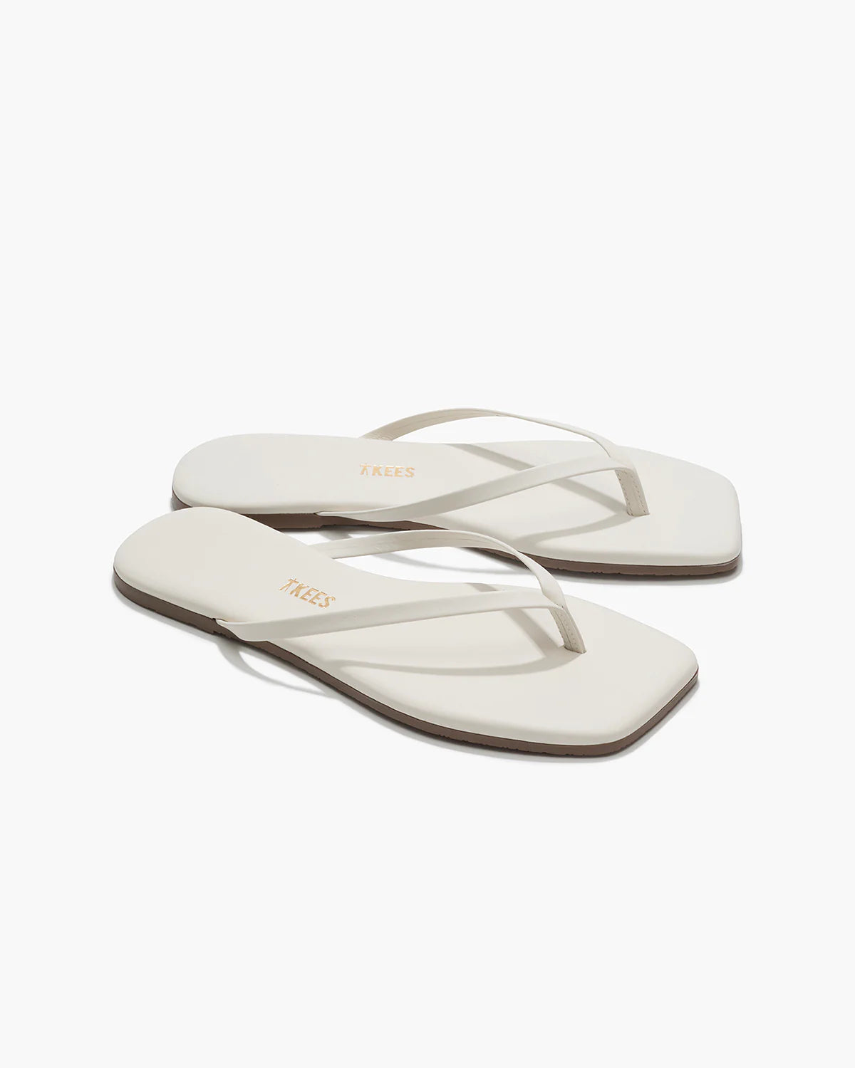 square toe flip flop in cream