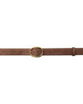 brown suede belt with gold buckle