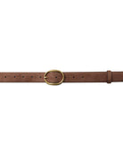 brown suede belt with gold buckle