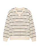 crewneck sweatshirt in cream with black stripes