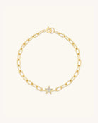 gold chain link bracelet with a star