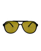 black aviator sunglasses with green lenses