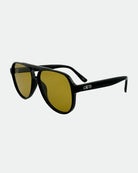 black aviator sunglasses with green lenses