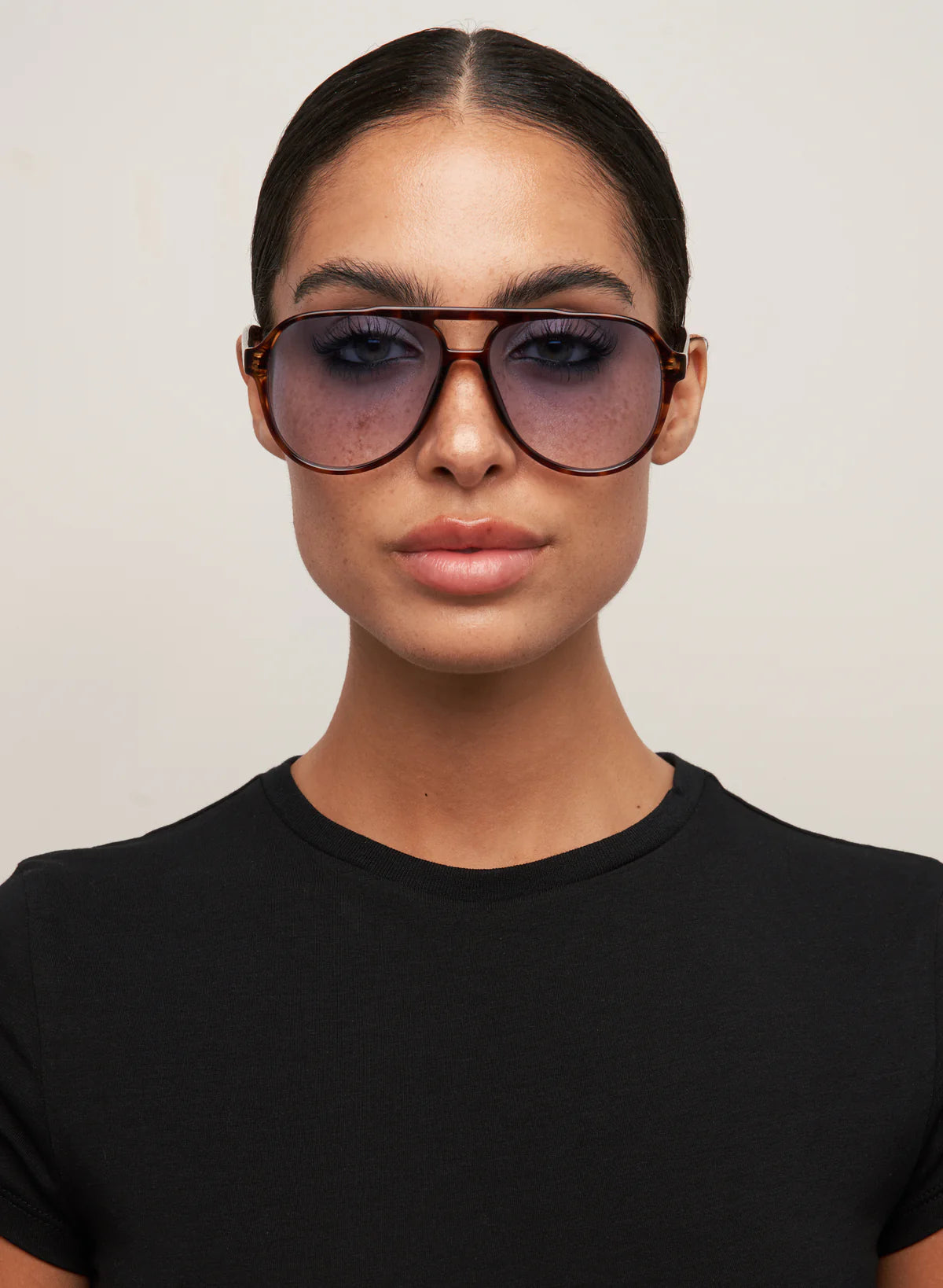 oversized tortoise aviator sunglasses with blue lenses 