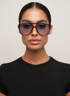 oversized tortoise aviator sunglasses with blue lenses 