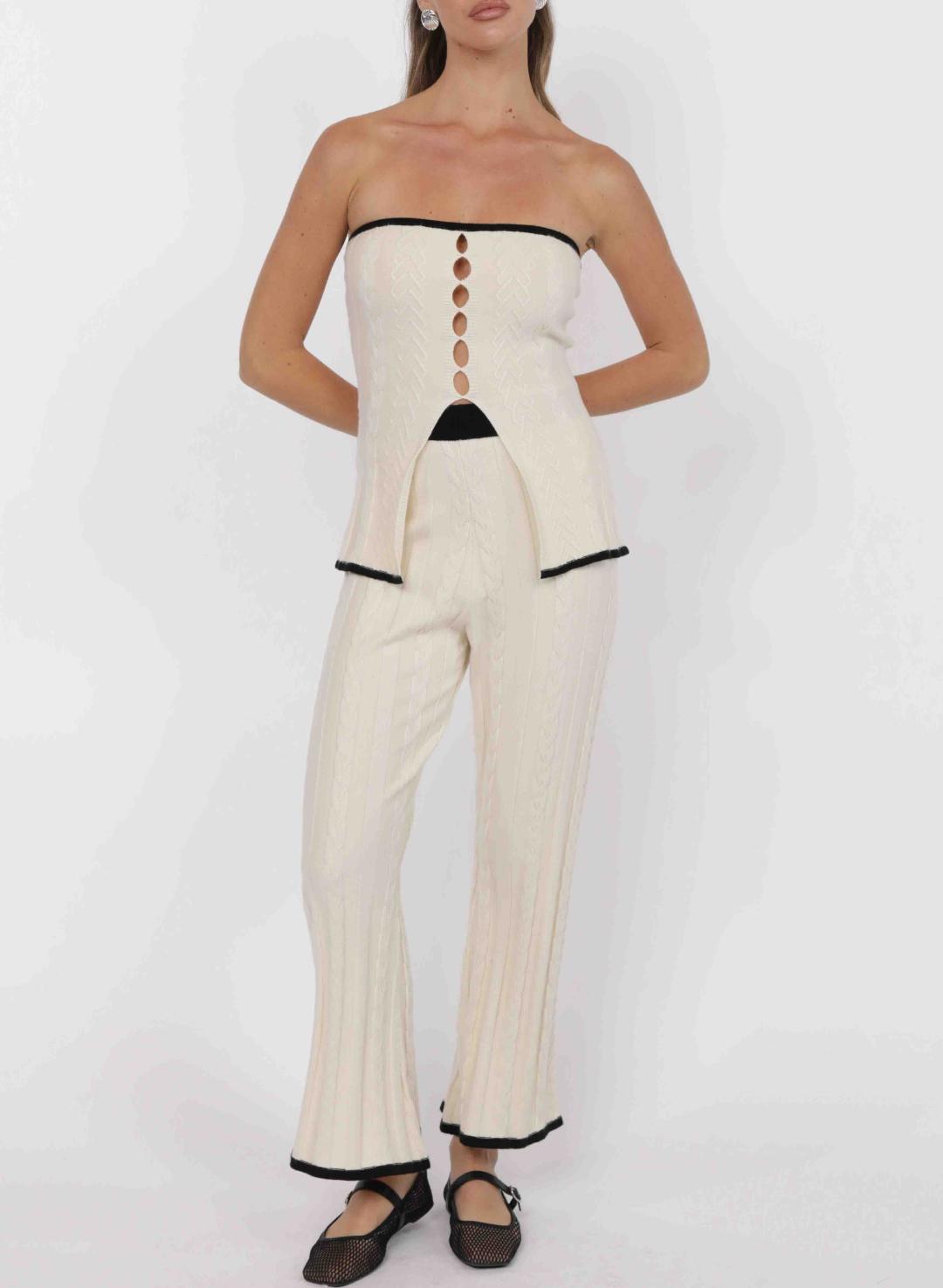 strapless cream top