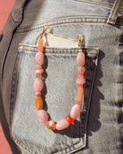pink beaded wristlet for phone