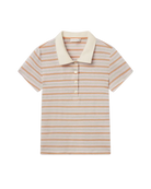 pink striped short sleeve polo shirt