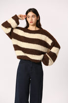 striped sweater in brown
