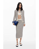 striped sweater with a collar and buttons down the front