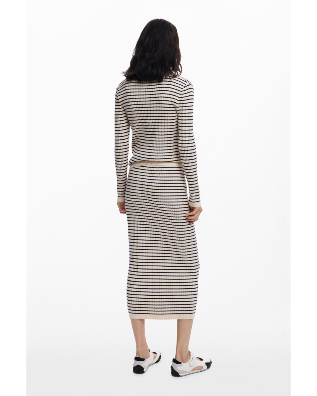 striped sweater with a collar and buttons down the front