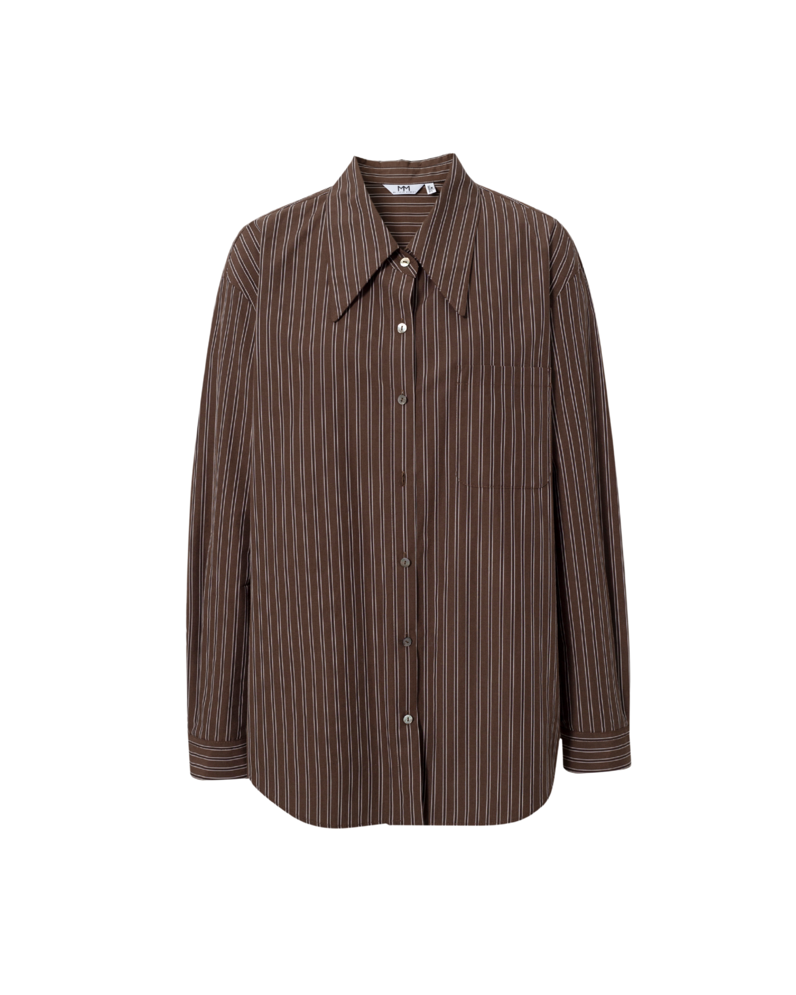 striped blouse in brown and cream